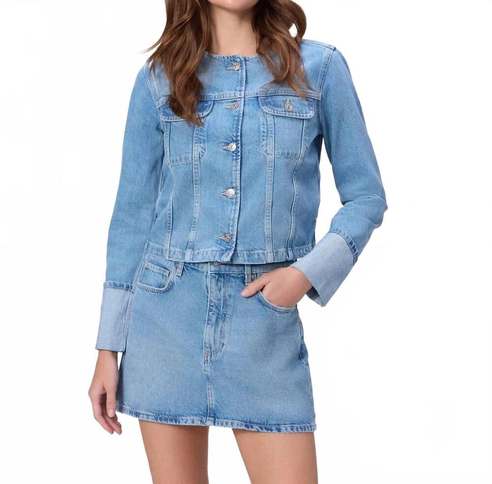 NEW PAIGE collarless dean jacket in del amo